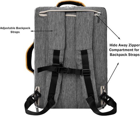BPC 3-in-1 Messenger & Backpack, Durable 15-Inch Laptop Carrier with Front Zipper Pockets, Straps, Earphone Port for Business & Commute (Gray) in Saudi Arabia