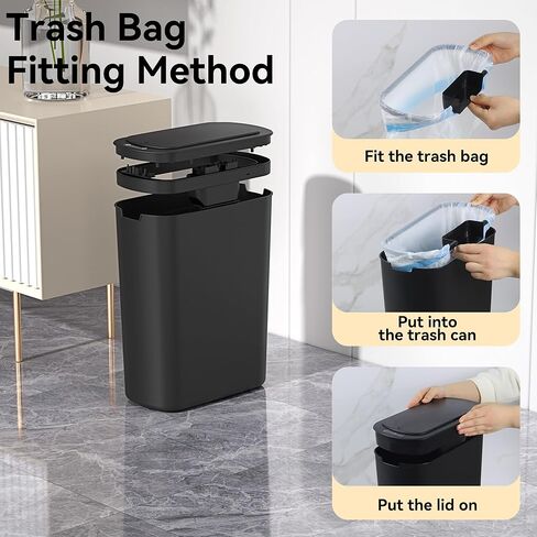 5 Gallon Motion Sensor Bathroom Trash Can Automatic Garbage Cans with Lid Touchless Smart Slim Plastic Trash Bin for Kitchen, Bedroom, Toilet, Office, Living Room in Saudi Arabia