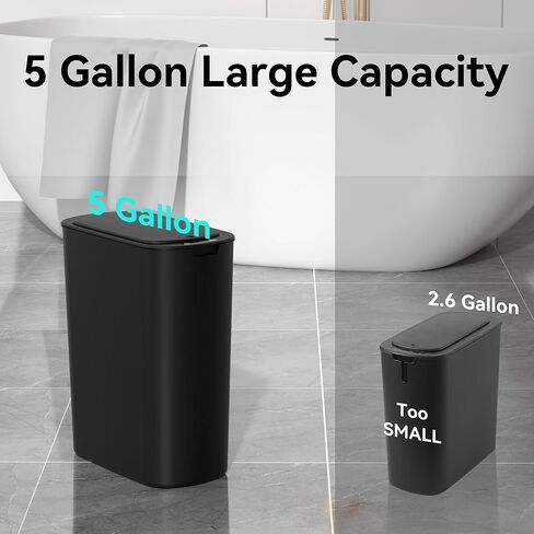 5 Gallon Motion Sensor Bathroom Trash Can Automatic Garbage Cans with Lid Touchless Smart Slim Plastic Trash Bin for Kitchen, Bedroom, Toilet, Office, Living Room in Saudi Arabia