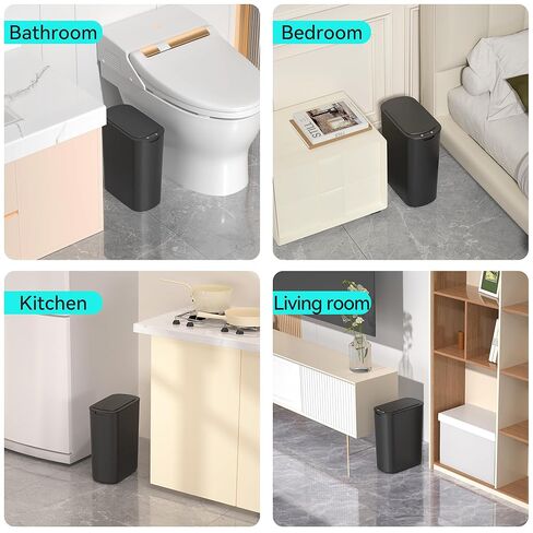 5 Gallon Motion Sensor Bathroom Trash Can Automatic Garbage Cans with Lid Touchless Smart Slim Plastic Trash Bin for Kitchen, Bedroom, Toilet, Office, Living Room in Saudi Arabia