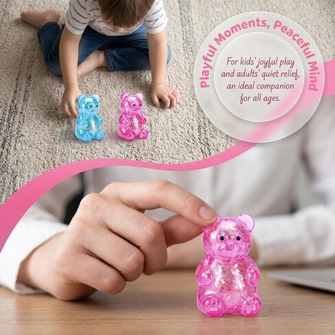 2 Pack Bear Squishy Sugar Fidget Stress Balls, Glitter Colorful Bear Sensory Stress Balls for Anxiety Relief, Animals Squishy Squeeze Balls Fidget Toys for Boys and Girls in Kuwait