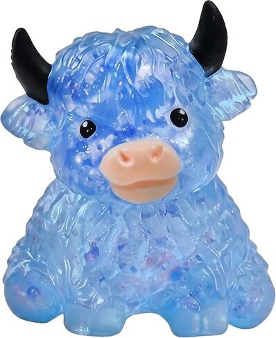 Highland Cow Squishies Fidget Toy, Soft Slow Rising Stress Relief Squeeze Toy, Cute Glitter Sensory Desk Decor for Adults, Anxiety Relief Squishy Cow Toy for Home Office Decoration in Kuwait