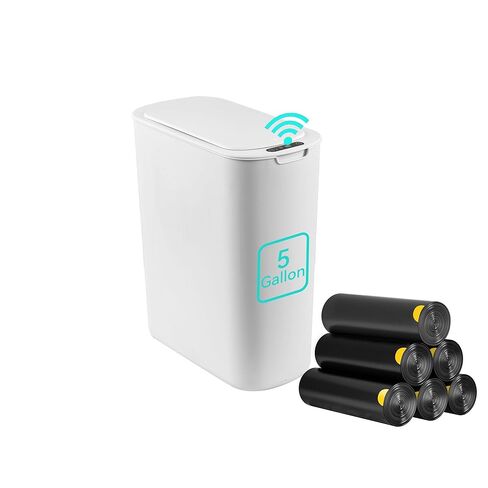 5 Gallon Motion Sensor Bathroom Trash Can Automatic Garbage Cans with Lid Touchless Smart Slim Plastic Trash Bin for Kitchen, Bedroom, Toilet, Office, Living Room in Saudi Arabia