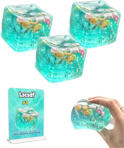 2026 New Squishy Ice Cube, Stretchy Soft Slow Rise Squishy Stress Relief Sensory Toy Stress Ball Ocean Themed, Party Favor Pressure for Adults Soft Gel Squeeze Toy Relief (1PC) in Saudi Arabia