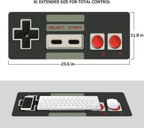 لوحة ماوس كبيرة للألعاب - حصيرة مكتب وحدة تحكم NES Retro، لوحة ماوس كمبيوتر ممتدة مقاس 23.6 × 11.8 بوصة مع قاعدة مطاطية عديمة الرائحة، سطح منسوج دقيق مقاوم للماء للمكتب والمنزل واللاعبين (Switch 2 Style) in Kuwait