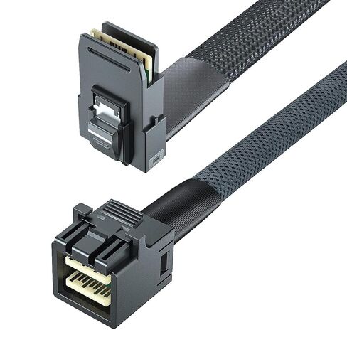 H!Fiber.com 6G Internal Mini SAS SFF-8087 to SFF-8087 Cable, Straight to Right Angle, 1m Internal Mini SAS to Mini SAS Cable, 36Pin, 100 Ohms, for Servers, RAID, SAS/SATA HBA, DAS, 1 Meter (3.3ft) in Kuwait