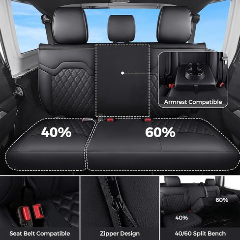 Huidasource مناسب لأغطية مقاعد Chevy Silverado، أغطية مقاعد GMC Sierra، غطاء مقعد للشاحنات 1500 2007-2013 و2019-2026، 2500HD 3500HD 2020-2026 طاقم مزدوج ممتد من جلد نابا (مجموعة كاملة/أسود) in Kuwait