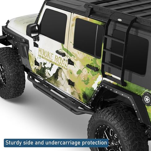 Hooke Road Wrangler JKU Side Step Running Board Nerf Bars Compatible with 2007-2018 Jeep Wrangler JK Unlimited 4 Doors in Kuwait