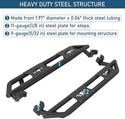 Hooke Road Wrangler JKU Side Step Running Board Nerf Bars Compatible with 2007-2018 Jeep Wrangler JK Unlimited 4 Doors in Kuwait