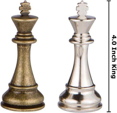 Jupiter Silver and Bronze Metal Chess Pieces with 4 Inch King and Extra Queens, Pieces Only, No Board in Saudi Arabia