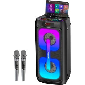 Karaoke Machine for Adults with 2 Wireless Microphones, Portable Bluetooth Speaker PA System with Dicso Lights for Big Pary, Stage Subwoofers, Outdoor, Ideal Gifts for Family, Music Lover in Saudi Arabia