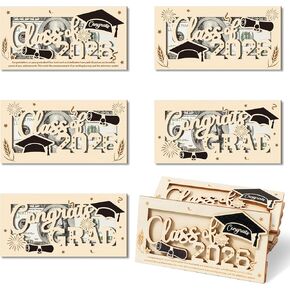 CJiangpo 6Pcs Graduation Money Holder - Class of 2026 Graduation Gifts 3D Wooden Money Envelope Box Congrats Grad Gift for Him Her Card Cash Holder Decor College High School Grads Party Favor Supplies in Saudi Arabia