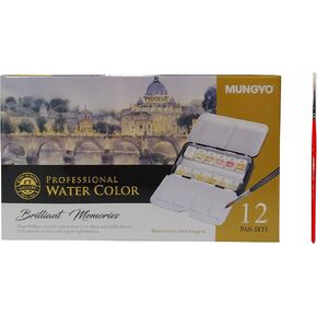 MUNGYO Professional Watercolor Set, Tin Case, 12 Colors, Metallic Colors in Kuwait