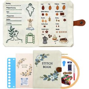 Roofo Embroidery Stitch Book Kit for Beginners, DIY Hand Sewing Embroidery Book 8×6" Starter Set for Adults & Kids,Cross Stitch Kits with Colors Threads and Tools&Video Tutorials in Saudi Arabia