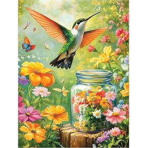 XTCIXAL Diamond Art Kits for Adults, Hummingbird 5D Diamond Painting Kits Dots for Adults Beginner, DIY Hummingbird Full Round Gem Crystal Art Paint by Diamond, Home Wall Decor 12x16 inch in Saudi Arabia