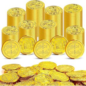 120 PCS Plastic Pirate Coins, Gold Treasure Coins, Fake Gold Coins, St. Patrick's Day Lucky Coins Toys for Pirate Halloween Themed Party Favors Hunt Beast Board Supplies in Saudi Arabia