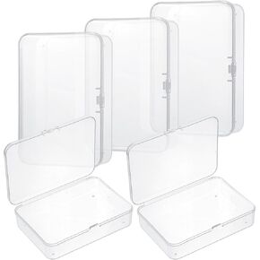 PEOVLVN 5 Pcs Mini Storage Containers, Small Plastic Boxes with Hinged Lids Clear Craft Organizers and Storage for Collecting Small Items Beads Crafts Cards Jewelry Travel Case (10.5 * 7.5 * 2.5cm) in Kuwait