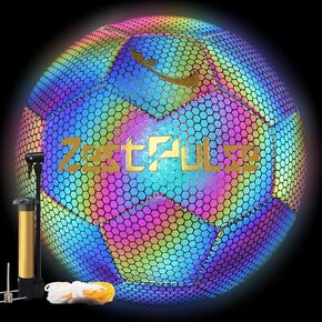 Holographic Reflective Soccer Ball Size 3, 4 & 5 for Kids & Adults, High Visibility for Night Games and Training, Ideal Gift for Boys Girls 8-12 in Saudi Arabia