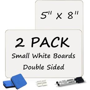 Portable Small White Board 5"x8" for Students, Personal Whiteboard Mini Lightweight Double Sided, Dry Erase Board for Kids Classroom, Individual Lapboards for Teaching with Eraser and Marker (24 Pack) in Saudi Arabia
