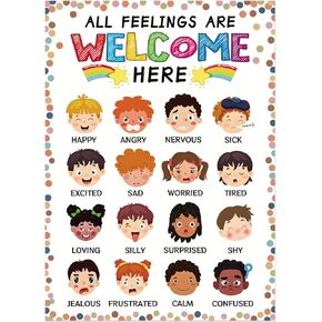 WYARMGIF Feelings Chart for Kids Toddlers - 11.8"x16.5" Boho Emotion Poster, Calm Down Corner Supplies, Back to School Mental Health Decor for Preschool Classroom Homeschool in Kuwait