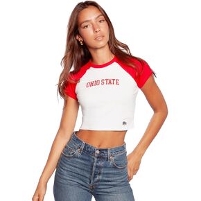 Hype & Vice Homerun Tee for Women - Ohio State University Tank Top for Women, Crop T-Shirt, College Shirts for Game Days - Red, Small in Saudi Arabia
