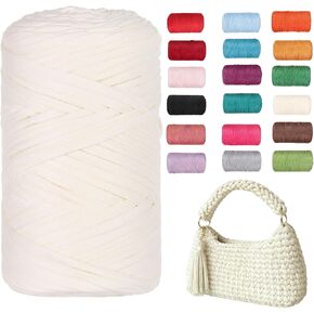 T Shirt Yarn,DOELPA 400g/131 Yards Elastic Fabric Crochet Cloth Tshirt Crochet Yarn,Thick Hand Knitting Polyester Fabric Ribbon for Crocheting Blankets/Bags/Baskets,DIY Crafts,Home Decor in Saudi Arabia