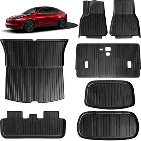 6 PCS Floor Mats for 2021-2025 (Not for Juniper) Tesla Model Y Accessories - All-Weather TPE Custom Liners, Full Set with Frunk, Trunk & Sub-Trunk Mats, Anti-Slip 5-Seater Interior Protection in Kuwait