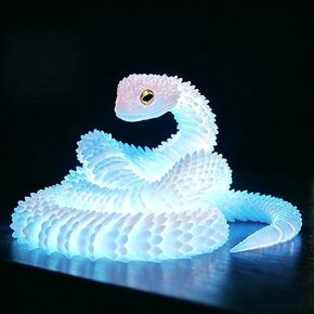24inch Glow in the Dark 3D Printed Snake Toy, Flexible Snake Fidget Toy for ADHD Anxiety Stress Relief, Cool Desk Pet Animal that Glows at Night, Unique Birthday Gifts for Boys Girls in Saudi Arabia