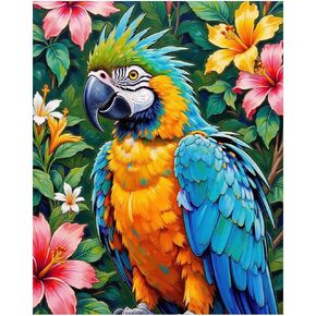 EnLvYY Peacock in Tropical Garden Paint by Numbers for Adults, DIY Acrylic Painting Kit for Beginners, Peacock with Colorful Feathers and Flowers, Gift for Nature Lovers,16X20IN Framed in Saudi Arabia