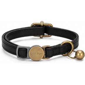 Vintage Style Leather Breakaway Cat Collar - Adjustable, Durable, Retro Bell - Suitable for All Types of Cats and Small Dogs (Brown) in Saudi Arabia