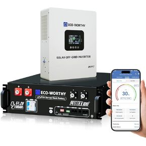ECO-WORTHY Home Power Station Backup Power,5120Wh LiFePO4 Battery Support Communication,Bluetooth and WiFi,AC 5000W Inverter,1Hr/2.5Hr Fast Charge,for Home Backup,Emergency,Solar System Components in Saudi Arabia