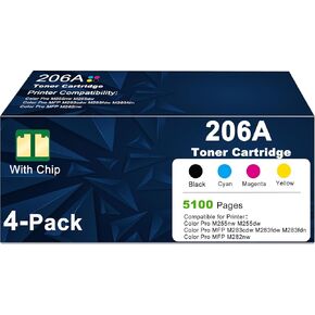 206A Toner Cartridges Combo Pack Replacement for HP 206 206X W2110A Work with LaserJet Pro MFP M283fdw M283cdw M283fdn M282nw and Pro M255dw M255nw Printer with Chip - 4 Pack Black Cyan Yellow Magenta in Saudi Arabia