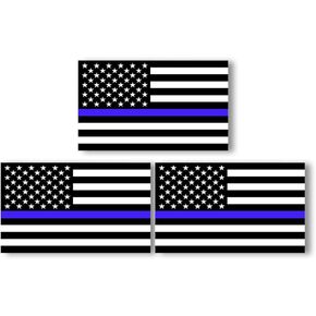 BDZMC 3PCS American Flag Car Sticker Decal, 4.4 X 2.4 Inch Thin Blue Line Reflective Sticker, American Flag Window Decal, Police Support Bumper Decals for Trucks Cars Laptop Motorcycles (Black/Blue) in Saudi Arabia