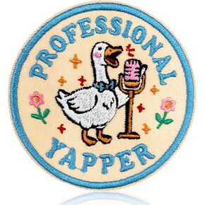 Professional Yapper Patch 3 Inch Funny Speech Therapy Silly Goose Girly Embroidered Patches Sew On Iron On for Backpack, Jacket, Hat, Jeans DIY Clothes Accessories Gift for Women Girls in Kuwait