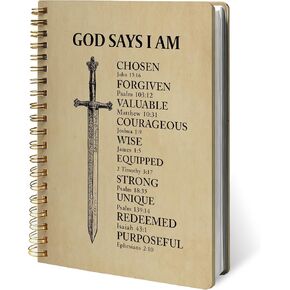 God Says I Am Christian Notebook Journal, Christian Gifts for Men Notebooks for Note Taking, Sword Bible Verse Religious Journal, Hardcover Spiral Notebook 5.5x8.3 Inch in Saudi Arabia