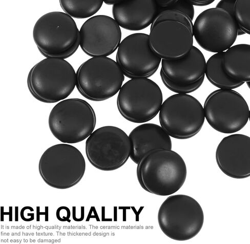 DECHOUS 2bags Ceramic Go Game Pieces Small Flat Beads in High-Gloss Finish Travel-Friendly Go Chess Accessories for Adults for Educational Play and Family Fun in Kuwait