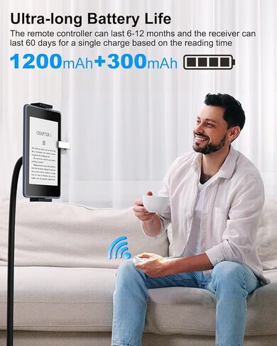 Page Turner for Kindle, Remote Control Page Turner Clicker for Kindle Paperwhite Kobo eReaders iPhone iPad iOS Android Tablets Reading Novels Taking Photos, Included Storage Bag in Saudi Arabia