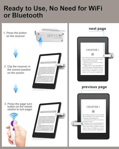 Page Turner for Kindle, Remote Control Page Turner Clicker for Kindle Paperwhite Kobo eReaders iPhone iPad iOS Android Tablets Reading Novels Taking Photos, Included Storage Bag in Saudi Arabia