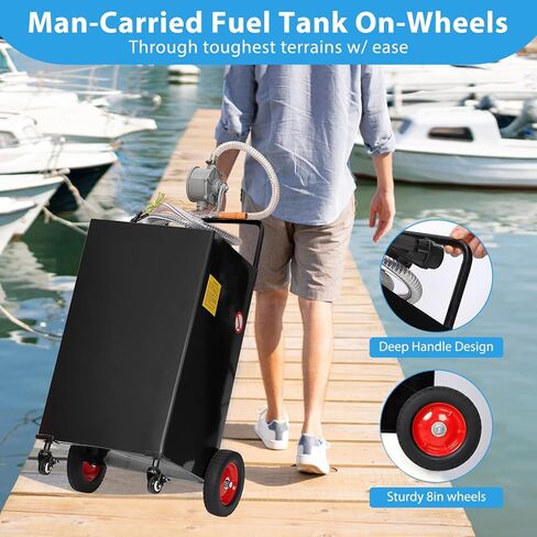 50 Gallon Fuel Caddy with Manual Pump – Heavy-Duty Portable Gas & Diesel Transfer Tank on 4 Wheels, Spill-Proof Mobile Fuel Container for Truck, Tractor, Generator, Farm, Marine & Emergency Use in Saudi Arabia