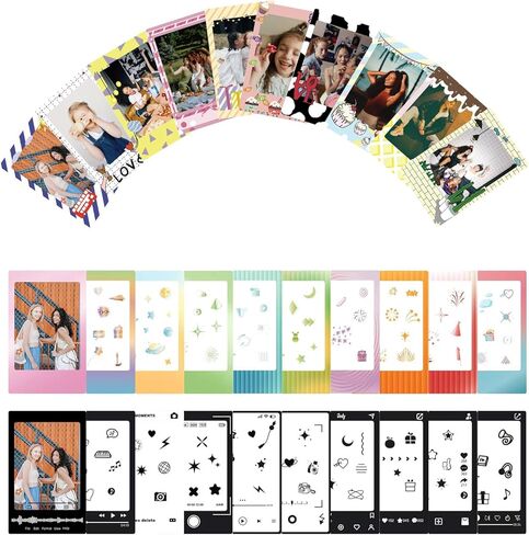 12PCS - Photo Border Stickers Compatible for Instax Square SQ Film, Pictures Decorative Stickers for Instax Square SQ1/SQ6/SQ10/SQ20/SQ40 Instant Camera Film - Rainbow Series in Saudi Arabia