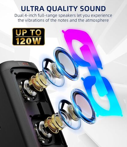 Karaoke Machine for Adults with 2 Wireless Microphones, Portable Bluetooth Speaker PA System with Dicso Lights for Big Pary, Stage Subwoofers, Outdoor, Ideal Gifts for Family, Music Lover in Saudi Arabia