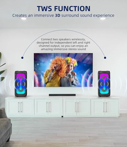 Karaoke Machine for Adults with 2 Wireless Microphones, Portable Bluetooth Speaker PA System with Dicso Lights for Big Pary, Stage Subwoofers, Outdoor, Ideal Gifts for Family, Music Lover in Saudi Arabia