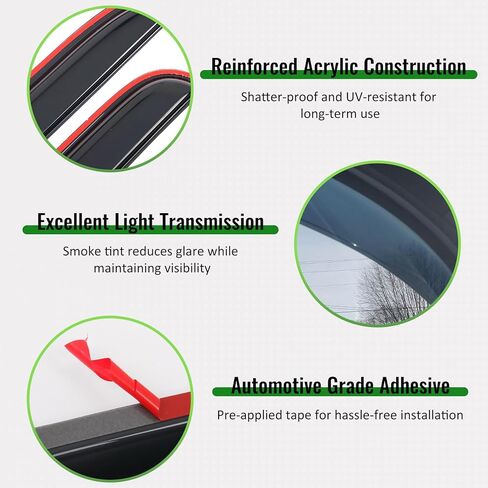 in Channel Window Rain Guards, Compatible with 2010-2017 GMC Terrain, Slim in-Channel Style Smoke/Tinted Acrylic, 4PCS, Side Window Deflectors in Kuwait
