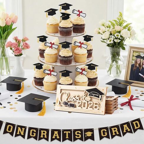 CJiangpo 6Pcs Graduation Money Holder - Class of 2026 Graduation Gifts 3D Wooden Money Envelope Box Congrats Grad Gift for Him Her Card Cash Holder Decor College High School Grads Party Favor Supplies in Kuwait