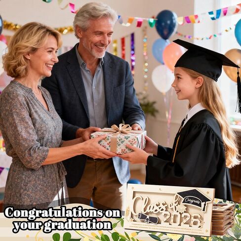 CJiangpo 6Pcs Graduation Money Holder - Class of 2026 Graduation Gifts 3D Wooden Money Envelope Box Congrats Grad Gift for Him Her Card Cash Holder Decor College High School Grads Party Favor Supplies in Kuwait