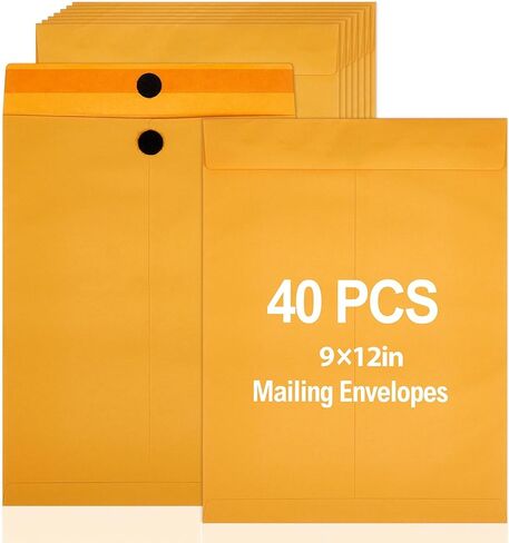 Fullhawl 40 Pack Clasp Envelopes 9 x 12 Inches, Hook and Loop Gummed Double Seal Manila Envelopes, 110 Gsm Heavy Duty Paper, for Office School Business Mailing File Document Storage in Kuwait