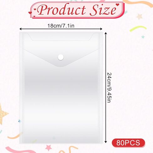 80 Pack Reusable Stamp and Die Storage Pockets 7" x 9.4 Clear Plastic Envelopes Waterproof Sticker Organizer Receipt Holder Photo Storage Folders for Scrapbooking Paper Card Craft in Saudi Arabia