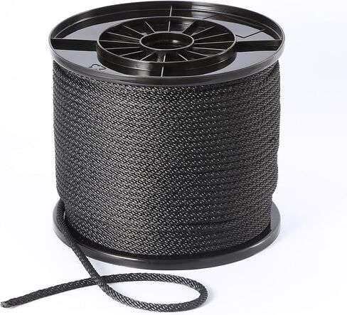 UV Resistant Black Dacron Polyester Rope 1/4 Inch 100ft Solid Braided Heavy Duty Outdoor Cord for Camping Clothesline Flag Line DIY Projects Gardening and More in Saudi Arabia