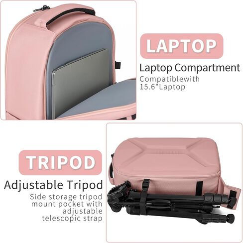 حقيبة كاميرا التصوير الفوتوغرافي TORIBIO Hardshell DSLR مع غطاء للمطر، حافظة كاميرا ذات هيكل صلب مقاوم للماء مع حامل ثلاثي الأرجل ومساحة كمبيوتر محمول 15.6 بوصة in Kuwait