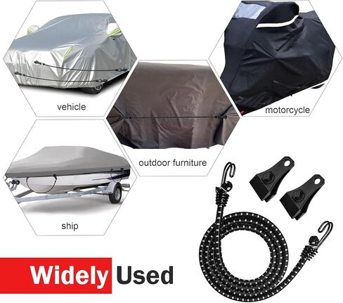 6 PCS Car Cover Gust Straps and Locking Clips, Bungee Wind Protector Strap, Heavy-Duty Break Resistant Rubber Cord, Secure Tie Down for Most Cars Sedans SUVs Trucks Vans (Black) in Saudi Arabia